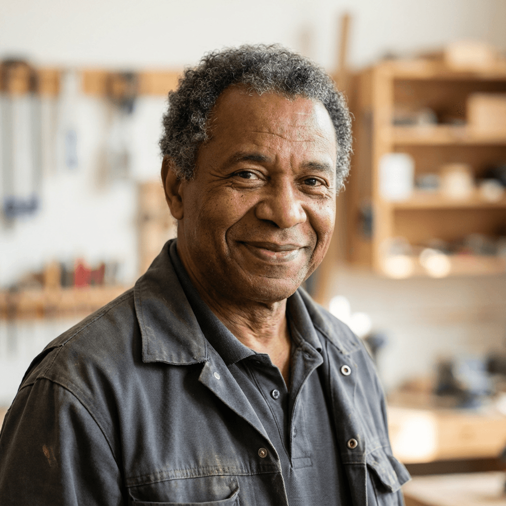 David Okonkwo in a remodeled living space
