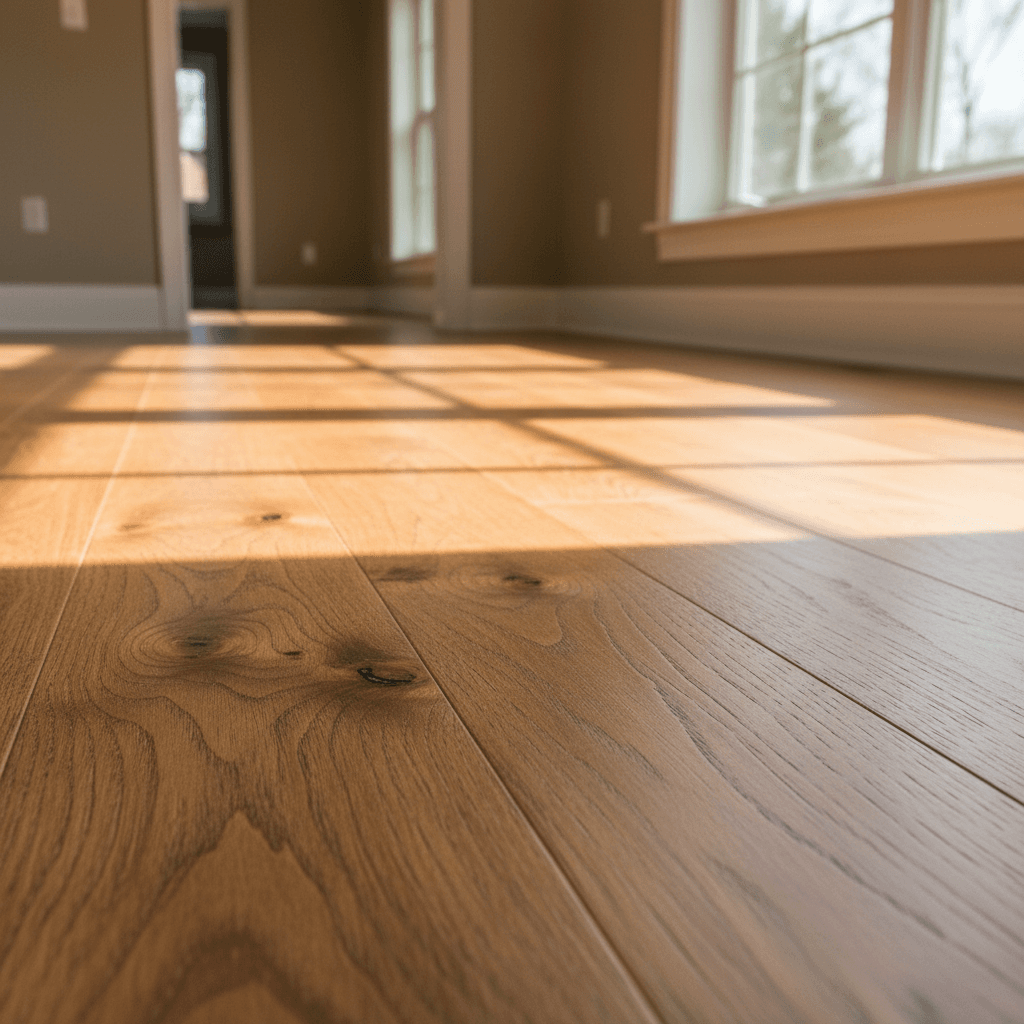 Hardwood flooring installed throughout a bright living room